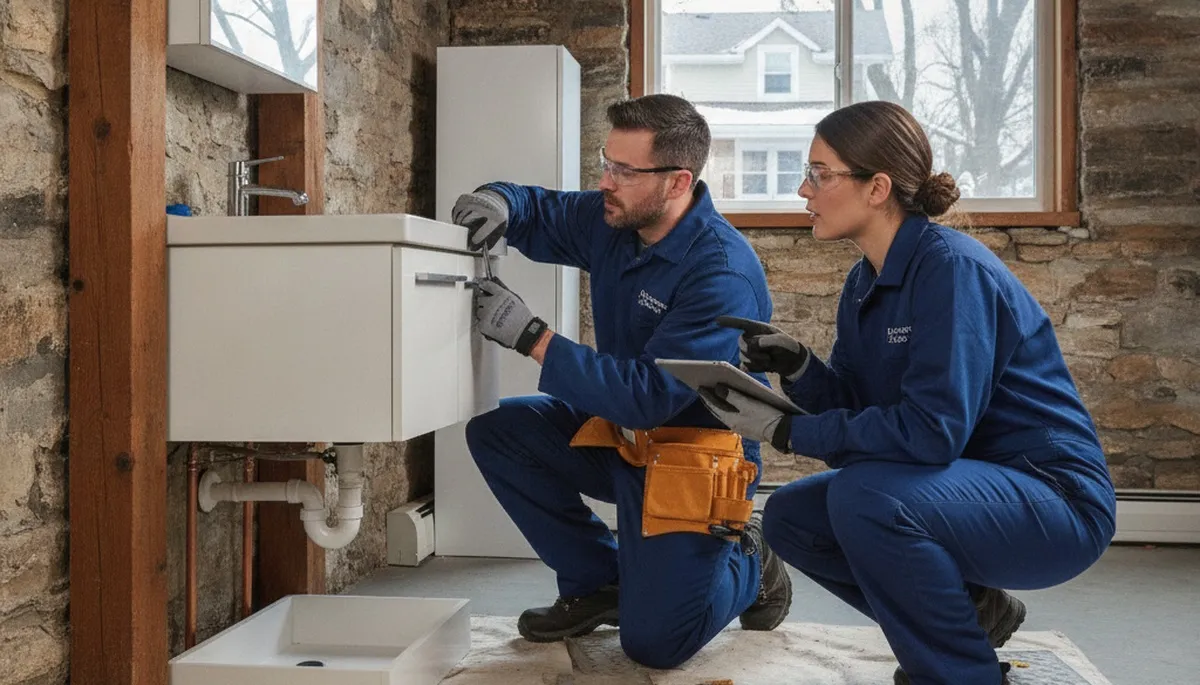 Buffalo, NY plumber repairing a residential plumbing issue for local home service customers