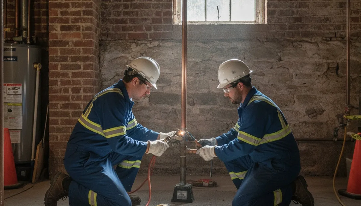 Buffalo, NY plumber repairing a pipe for residential plumbing service
