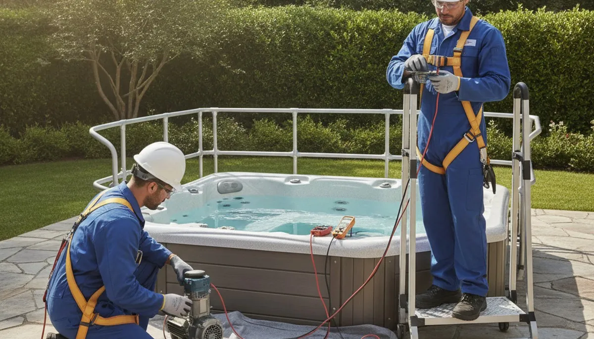 Buffalo, NY plumber repairing spa jets and heater for reliable home spa service