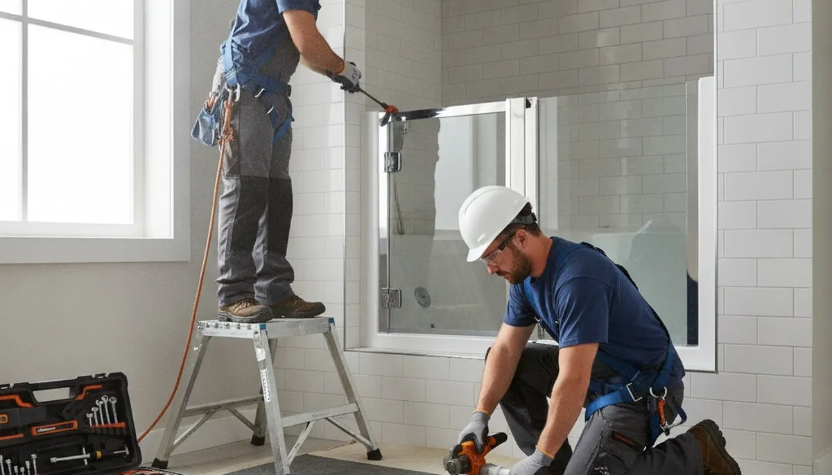 Buffalo, NY plumber installing a walk-in tub for safer, accessible bathing in a home bathroom
