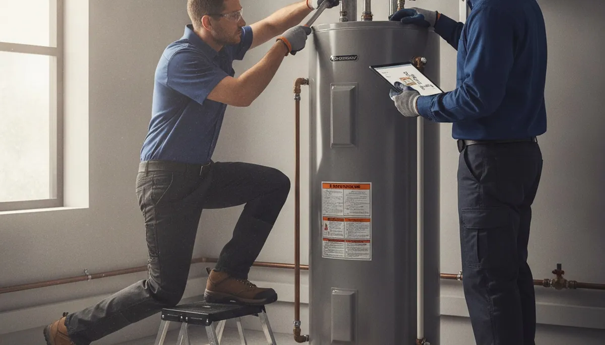 Buffalo, NY plumber repairing a water heater for fast, same-day home service
